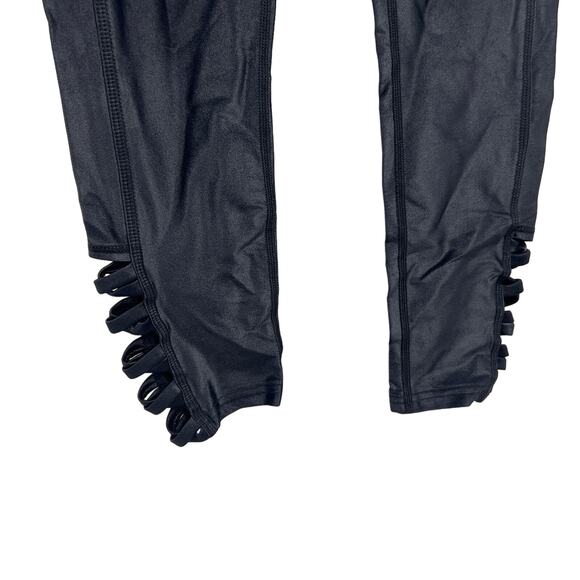 Carbon38 Black Shine Shiny Cut Out Ankle Leggings Active Workout Size S Small - Picture 2 of 6